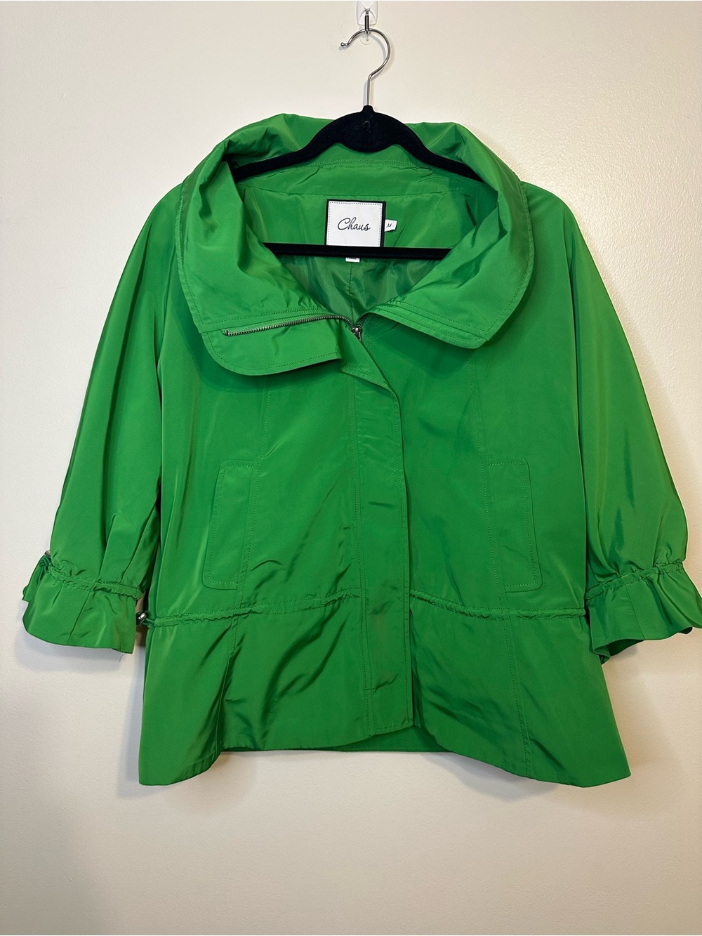 Chaus Bright Kelly Green Funnel Neck Jacket - Size M